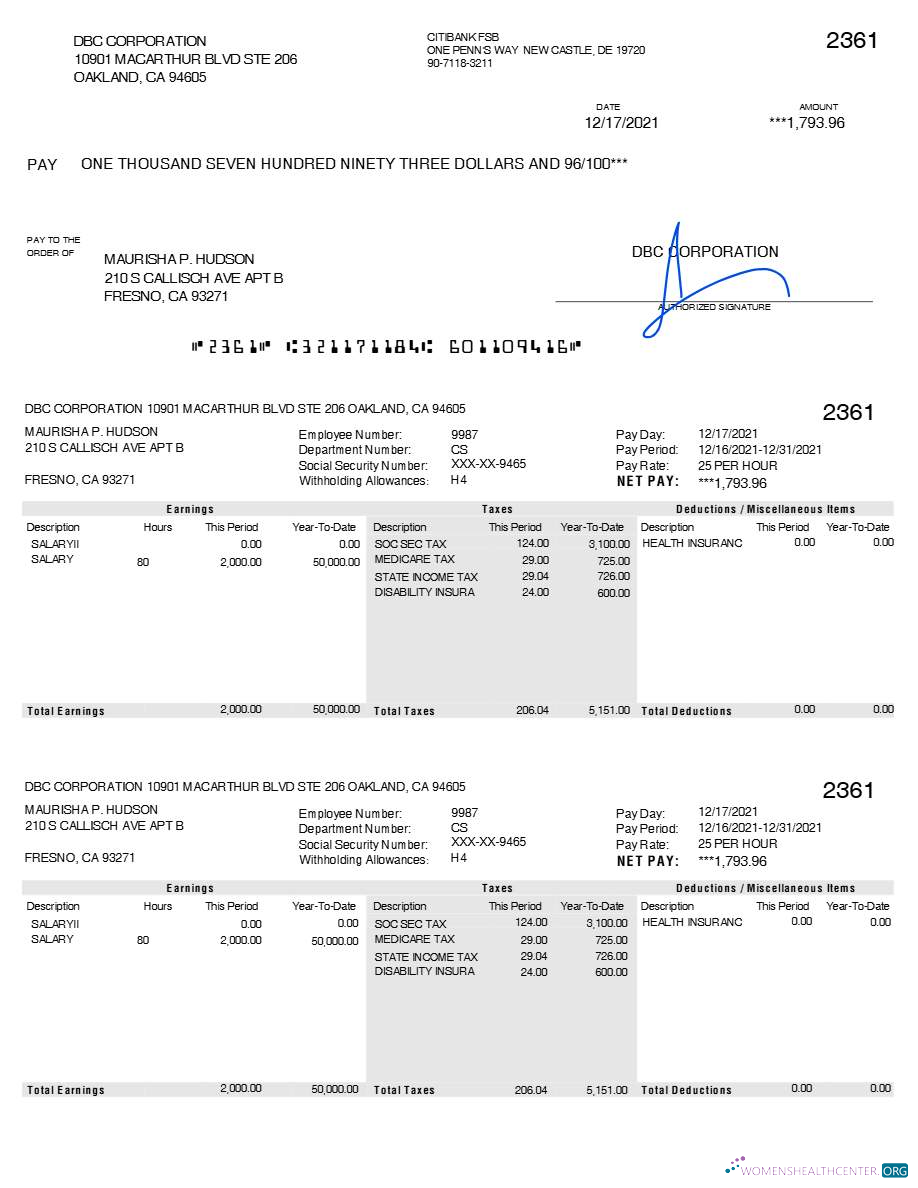Download DBC Corporation pay stub template in Word and PDF formats.pdf, 1 Photoshop template